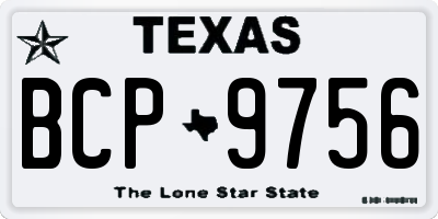 TX license plate BCP9756
