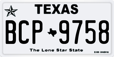 TX license plate BCP9758