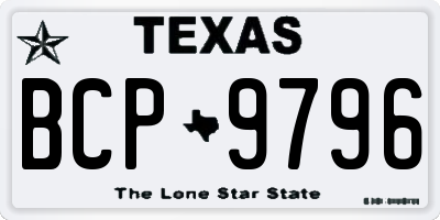 TX license plate BCP9796