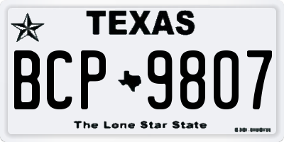 TX license plate BCP9807