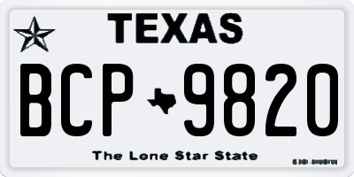 TX license plate BCP9820