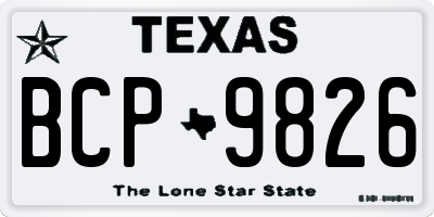 TX license plate BCP9826