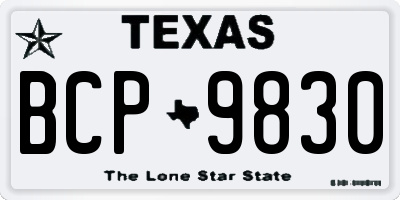 TX license plate BCP9830