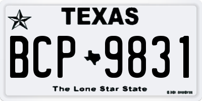 TX license plate BCP9831