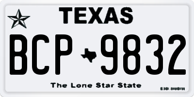 TX license plate BCP9832