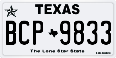 TX license plate BCP9833