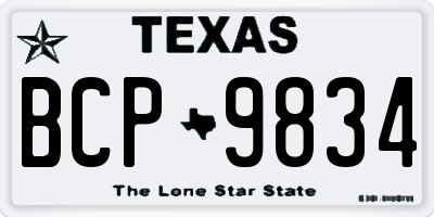 TX license plate BCP9834