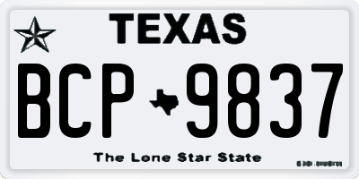 TX license plate BCP9837