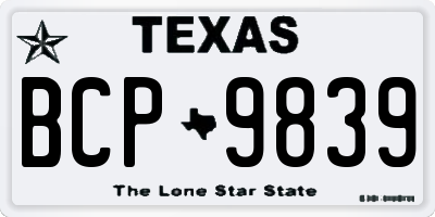 TX license plate BCP9839