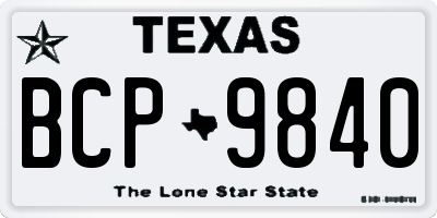 TX license plate BCP9840
