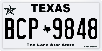 TX license plate BCP9848