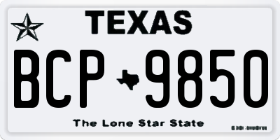 TX license plate BCP9850
