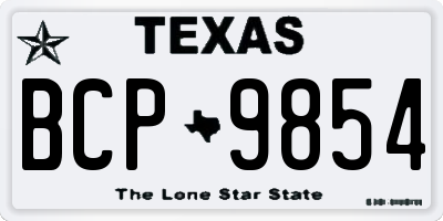 TX license plate BCP9854