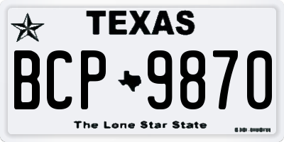 TX license plate BCP9870