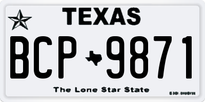 TX license plate BCP9871
