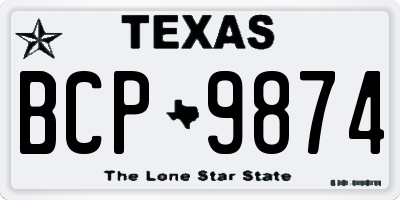 TX license plate BCP9874