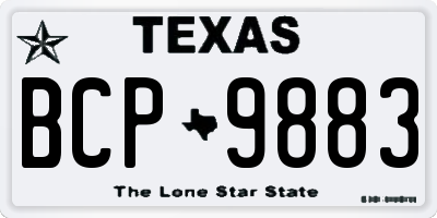 TX license plate BCP9883