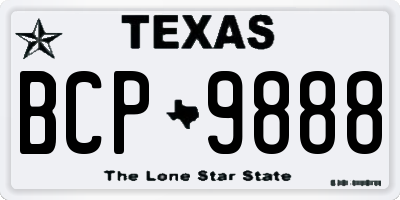 TX license plate BCP9888