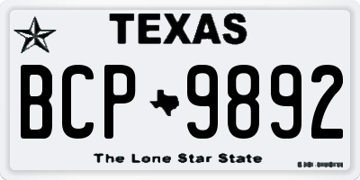 TX license plate BCP9892
