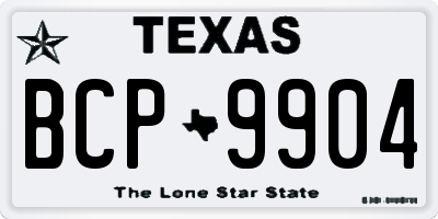 TX license plate BCP9904
