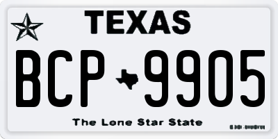 TX license plate BCP9905