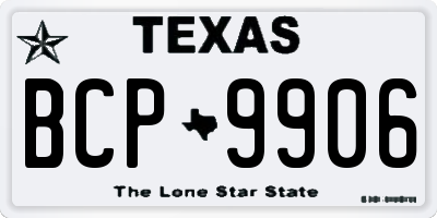 TX license plate BCP9906
