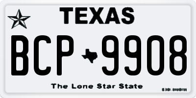 TX license plate BCP9908