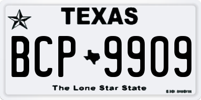 TX license plate BCP9909
