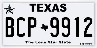 TX license plate BCP9912