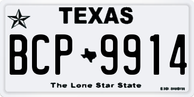 TX license plate BCP9914