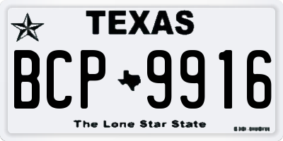 TX license plate BCP9916