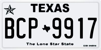 TX license plate BCP9917