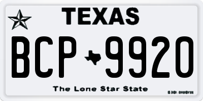 TX license plate BCP9920