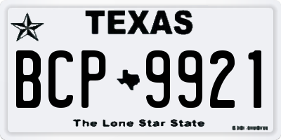 TX license plate BCP9921