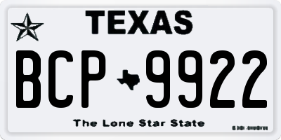 TX license plate BCP9922