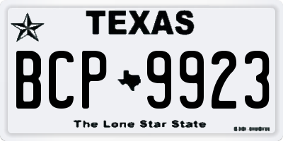 TX license plate BCP9923