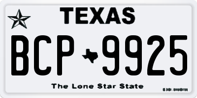 TX license plate BCP9925