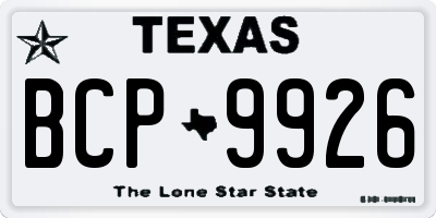 TX license plate BCP9926