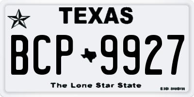 TX license plate BCP9927