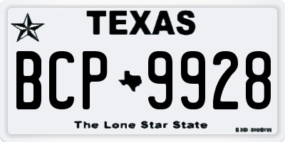 TX license plate BCP9928