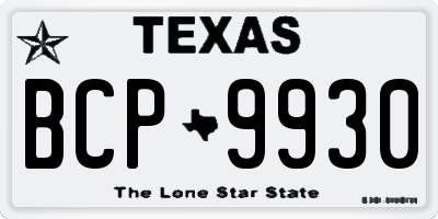 TX license plate BCP9930