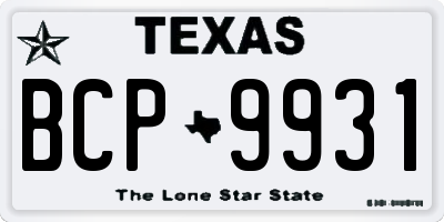 TX license plate BCP9931