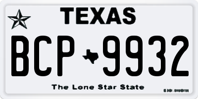 TX license plate BCP9932