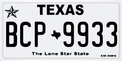 TX license plate BCP9933