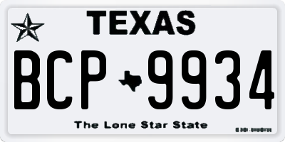 TX license plate BCP9934
