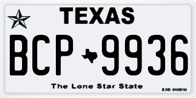 TX license plate BCP9936