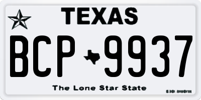 TX license plate BCP9937
