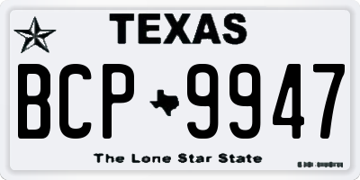 TX license plate BCP9947