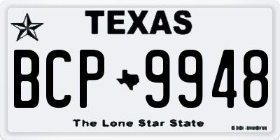 TX license plate BCP9948