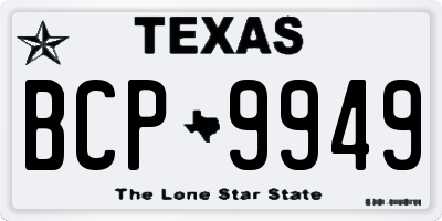 TX license plate BCP9949